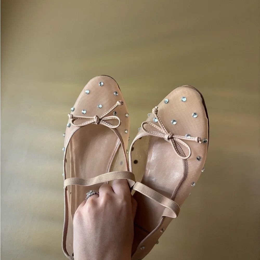 Jeffrey Campbell Women's Releve Embellished Mesh Mary Jane Flats - Picture 2 of 6